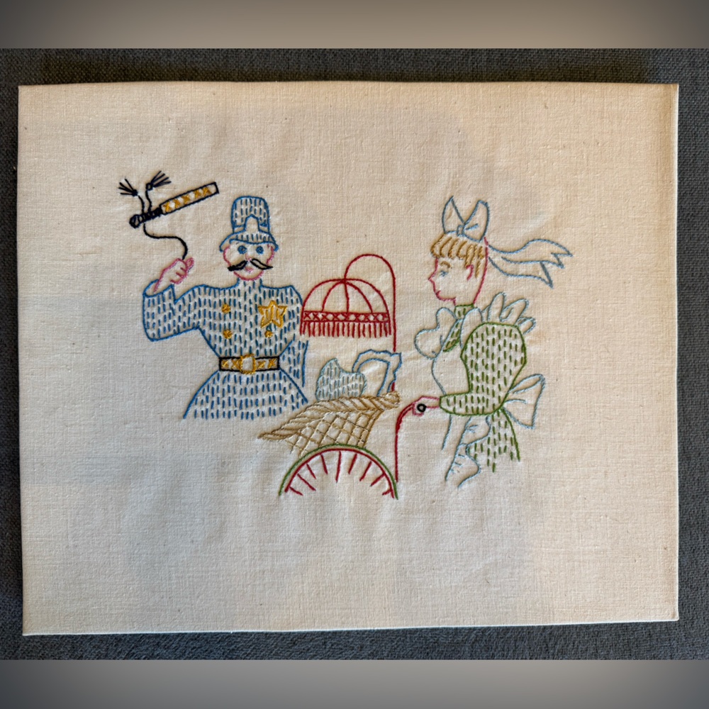 Rare Vintage Embroidered Line Art from Historic Bullock’s Pasadena